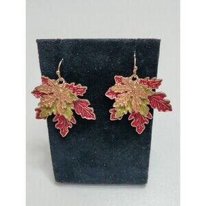 Fall Leaves Earrings Dangle Enamel Plated